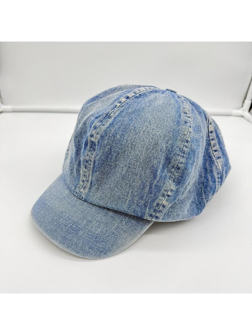 Carapark Denim Cap Washed Blue Distressed Adjustable Streetwear Hat One Size Y2K
